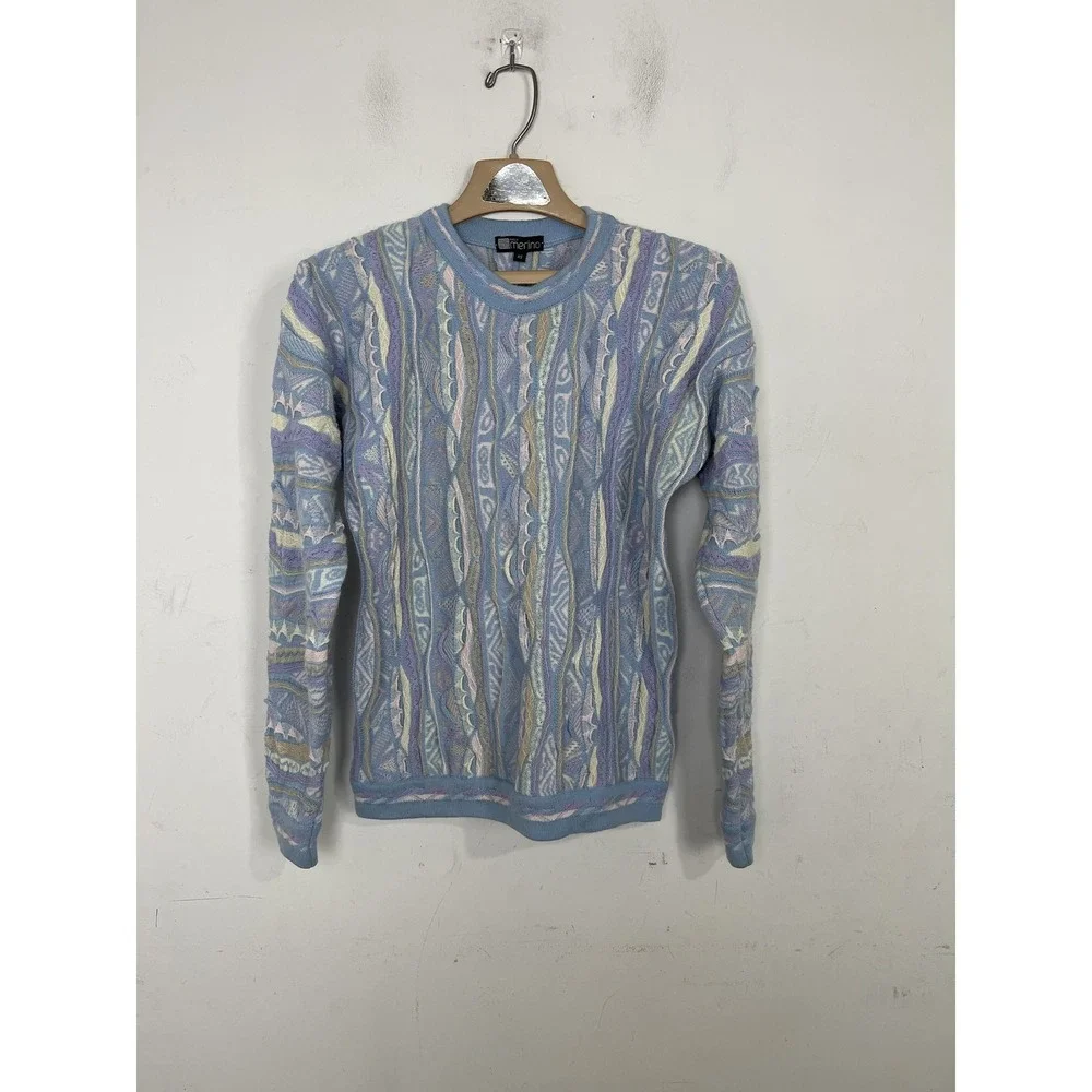 Vintage Purely Merino Sweater Womens XS Wool 3D Knit Pastel Crosby‎ 90s Retro